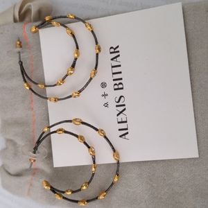 Alexis Bittar Gunmetal and Gold Hoops
